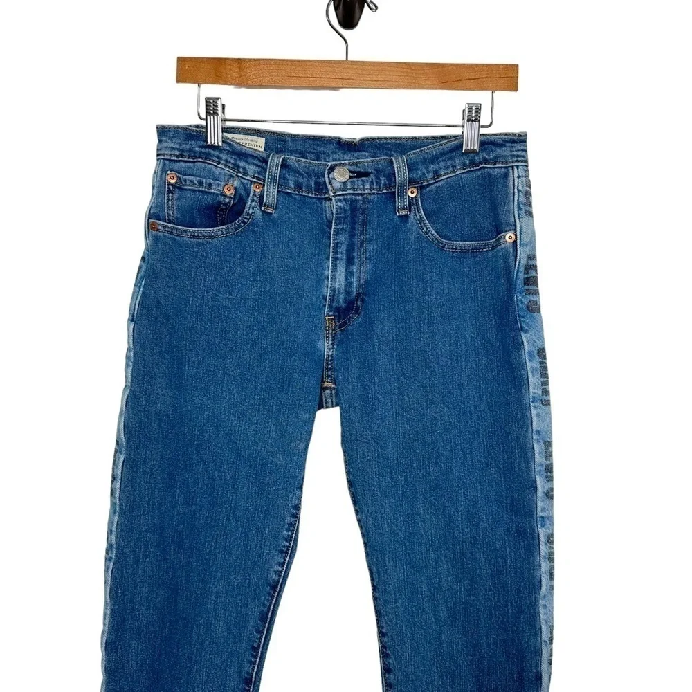 Levi's Mens Hi Ball Roll Jeans Size 30 Blue Medium Wash Logo Stripe Stretch